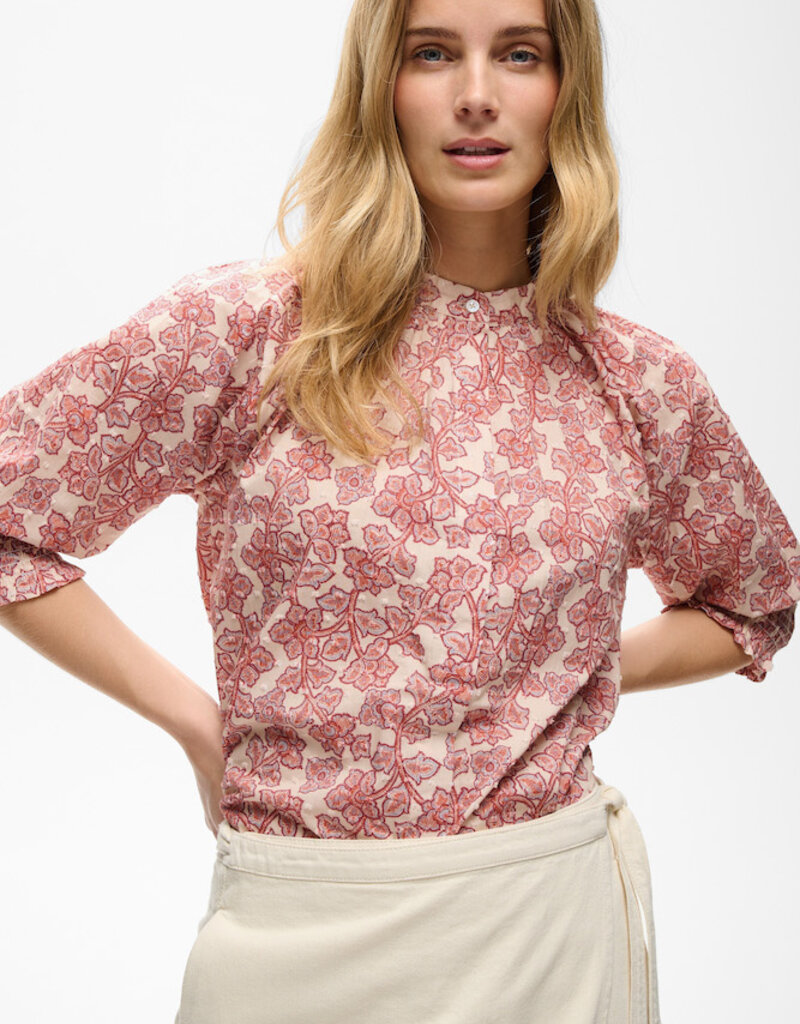 Part Two Almeras High Neck Blouse in Roasted Russet Print