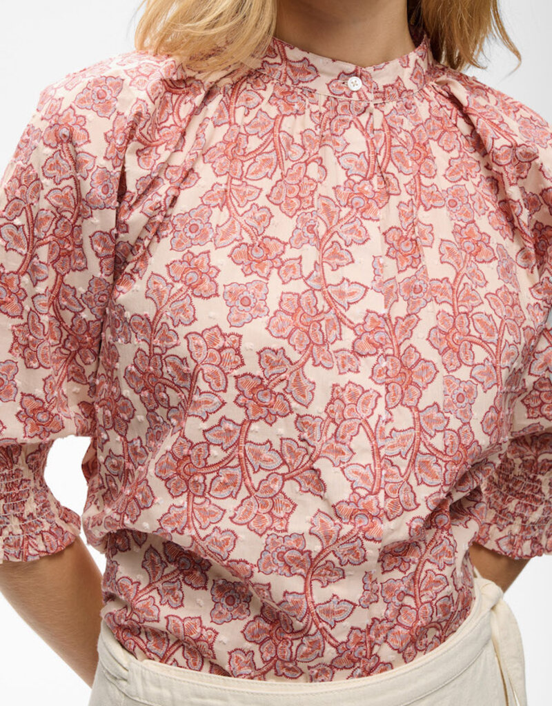 Part Two Almeras High Neck Blouse in Roasted Russet Print