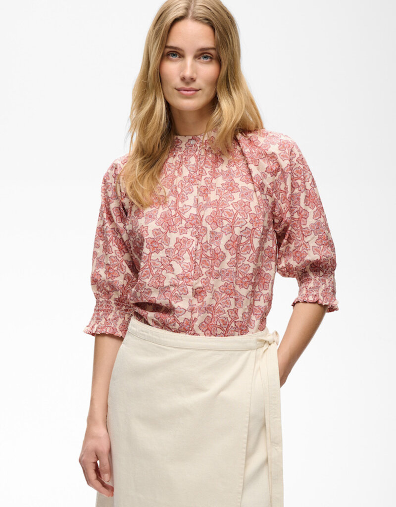 Part Two Almeras High Neck Blouse in Roasted Russet Print