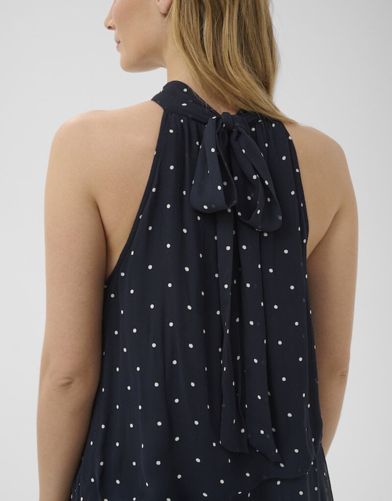 Part Two Dorthemie Halter Neck Maxi Dress in Navy Polka Dots