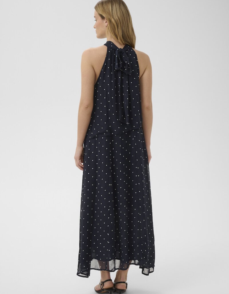 Part Two Dorthemie Halter Neck Maxi Dress in Navy Polka Dots