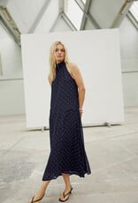 Part Two Dorthemie Halter Neck Maxi Dress in Navy Polka Dots
