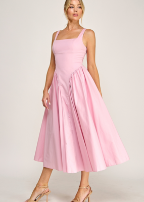 The Vintage Shop Florence Contemporary Tie Back Midi Dress in Pink