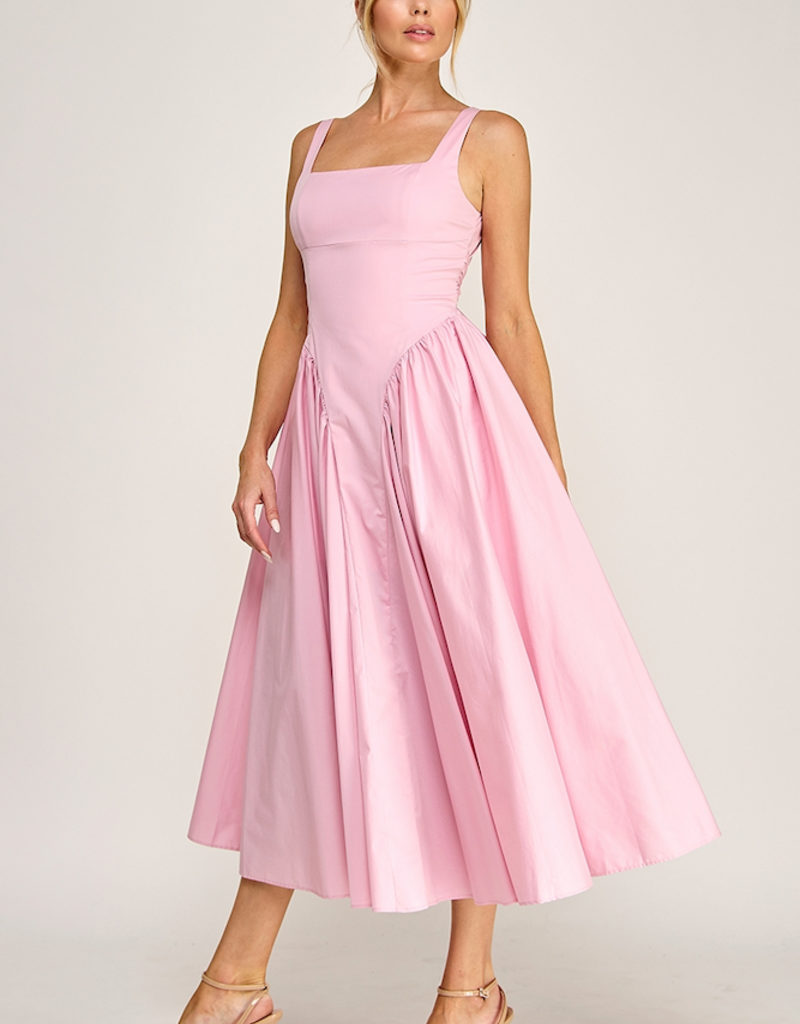 The Vintage Shop Florence Contemporary Tie Back Midi Dress in Pink