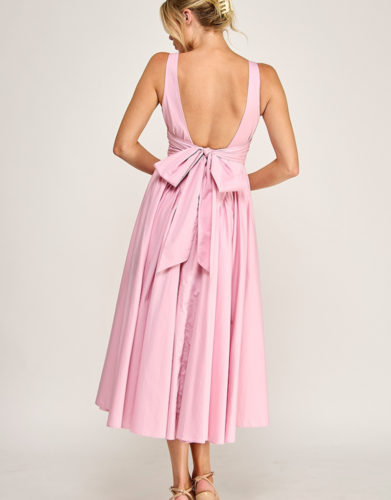 The Vintage Shop Florence Contemporary Tie Back Midi Dress in Pink