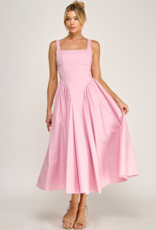 The Vintage Shop Florence Contemporary Tie Back Midi Dress in Pink