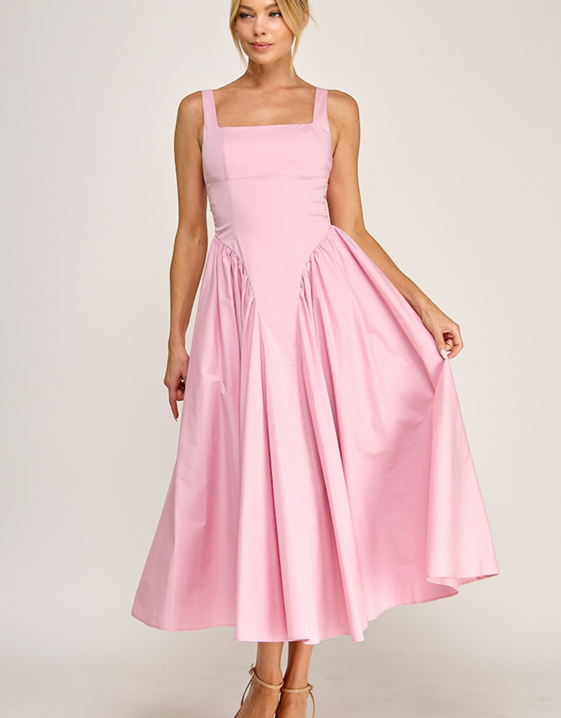 The Vintage Shop Florence Contemporary Tie Back Midi Dress in Pink