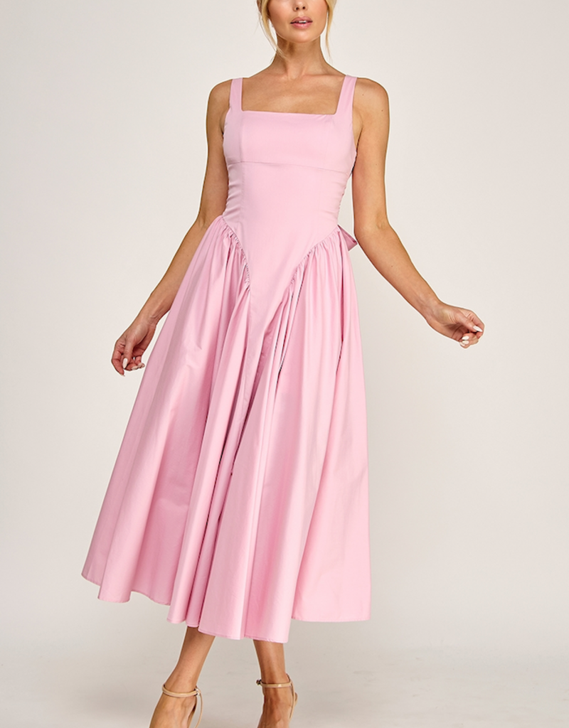 The Vintage Shop Florence Contemporary Tie Back Midi Dress in Pink