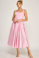 The Vintage Shop Florence Contemporary Tie Back Midi Dress in Pink