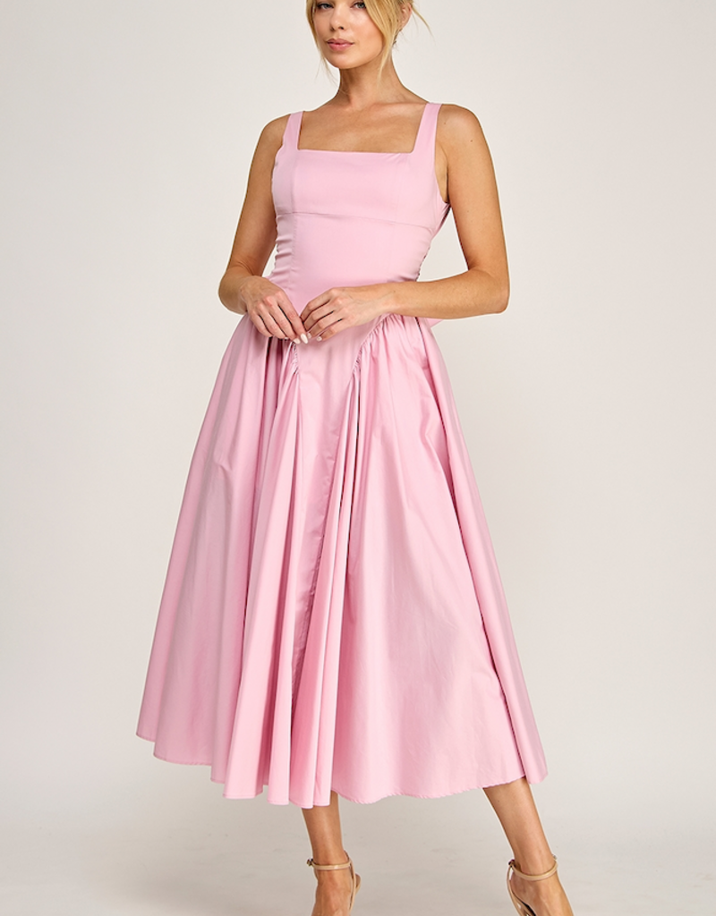 The Vintage Shop Florence Contemporary Tie Back Midi Dress in Pink