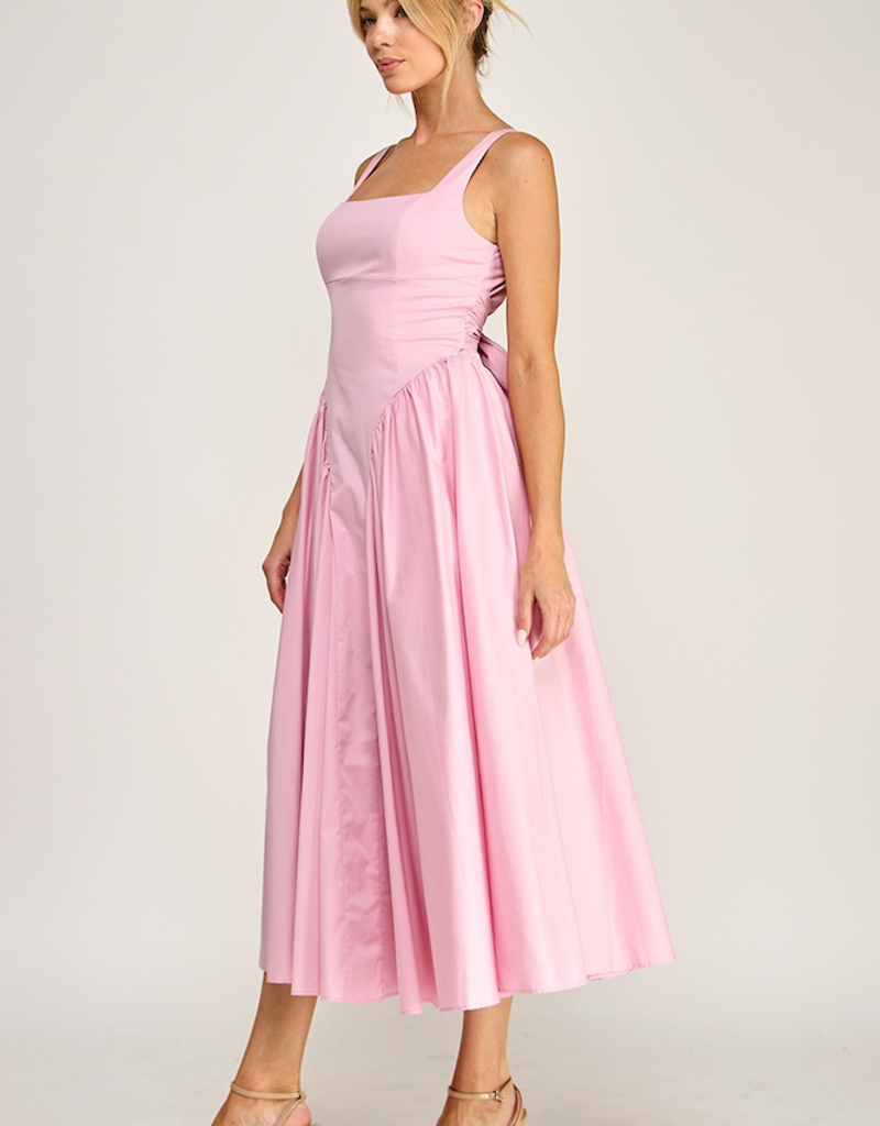 The Vintage Shop Florence Contemporary Tie Back Midi Dress in Pink