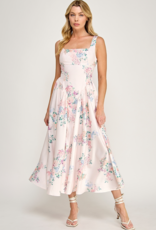 The Vintage Shop Capulet Contemporary Tie-Back Midi Dress in Blush Floral
