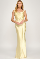 The Vintage Shop Verona Cowl Detail Satin Bias Cut Maxi in Yellow