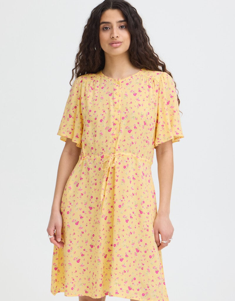 ICHI Vera Short Sleeve Button Up Floral Dress