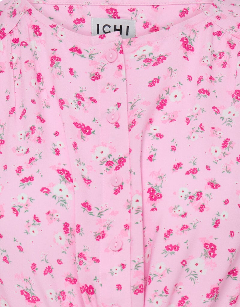 ICHI Vera Short Sleeve Button Up Floral Dress