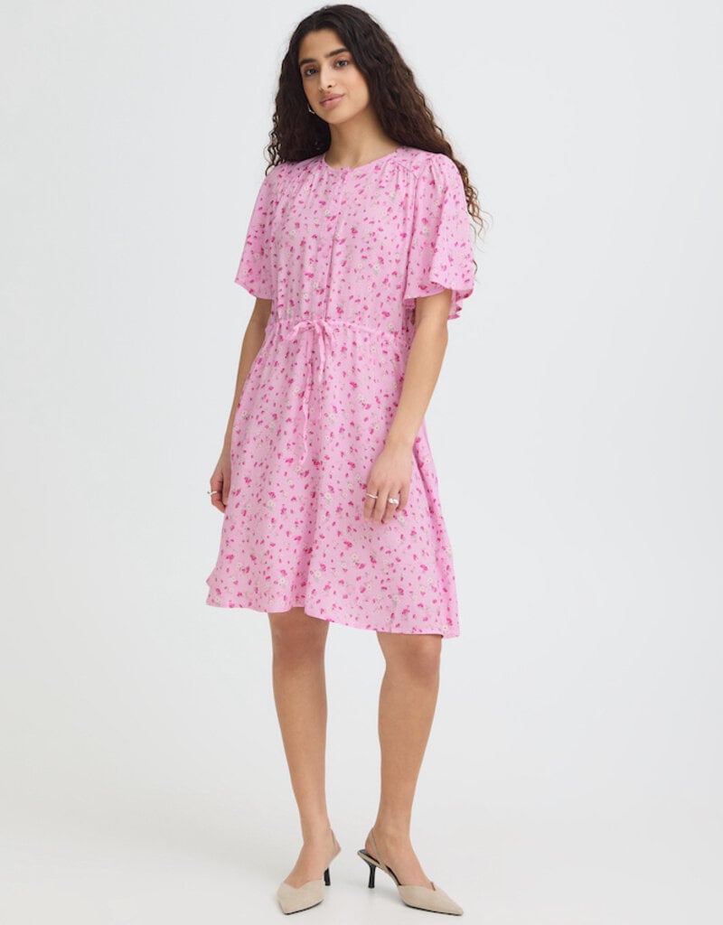 ICHI Vera Short Sleeve Button Up Floral Dress