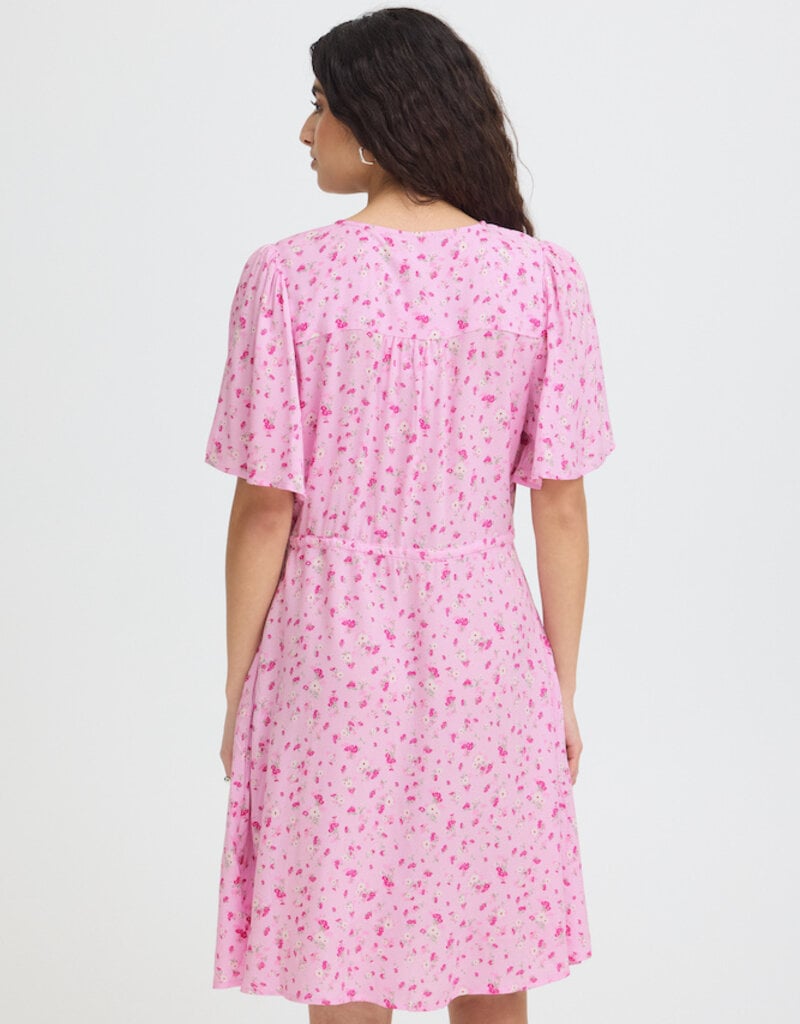 ICHI Vera Short Sleeve Button Up Floral Dress