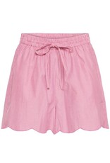 ICHI Fundel 100% Cotton Scallop Hem Shorts in Verry Berry Stripe