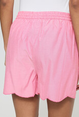 ICHI Fundel 100% Cotton Scallop Hem Shorts in Verry Berry Stripe