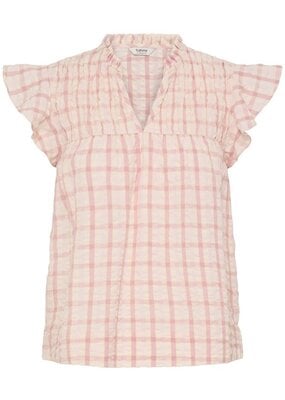 B.Young Genya 100% Cotton Blouse in Light Pink Check