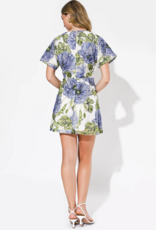 Adelyn Rae Cynthia Short Sleeve Embroidered Mini Dress in Blue Multi Floral
