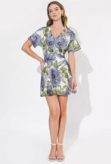 Adelyn Rae Cynthia Short Sleeve Embroidered Mini Dress in Blue Multi Floral