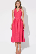 Adelyn Rae Anastatia Embroidered Halter Midi Dress in Fuchsia