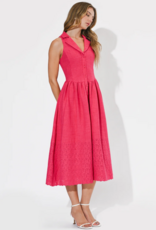 Adelyn Rae Anastatia Embroidered Halter Midi Dress in Fuchsia