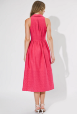 Adelyn Rae Anastatia Embroidered Halter Midi Dress in Fuchsia