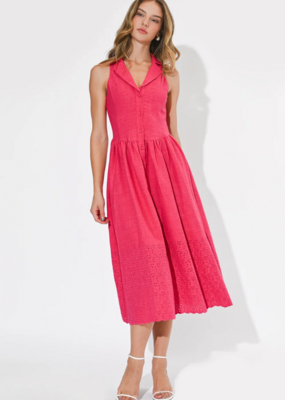 Adelyn Rae Anastatia Embroidered Halter Midi Dress