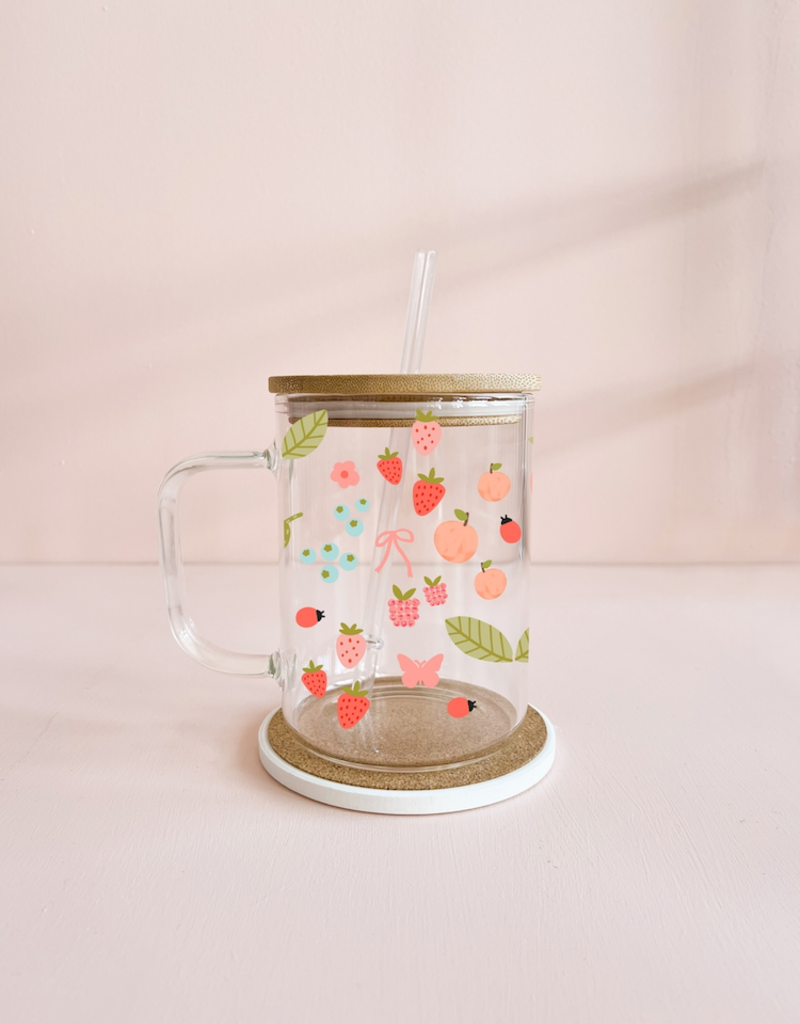 Mömy 17oz Glass Mug with Straw and Lid