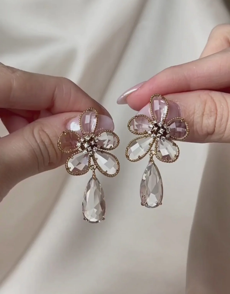Olive & Piper Clarisse Drop Earrings in Clear/Gold - 14k Plated