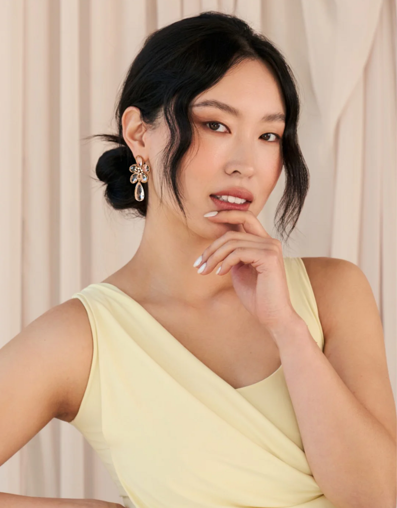 Olive & Piper Clarisse Drop Earrings in Clear/Gold - 14k Plated
