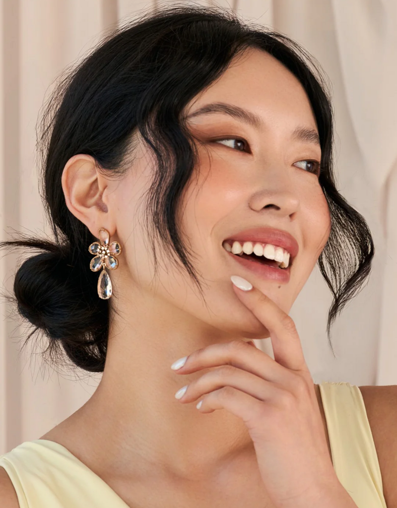 Olive & Piper Clarisse Drop Earrings in Clear/Gold - 14k Plated