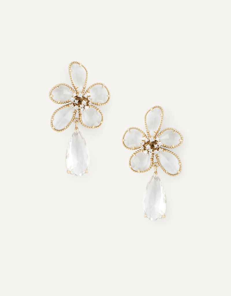 Olive & Piper Clarisse Drop Earrings in Clear/Gold - 14k Plated