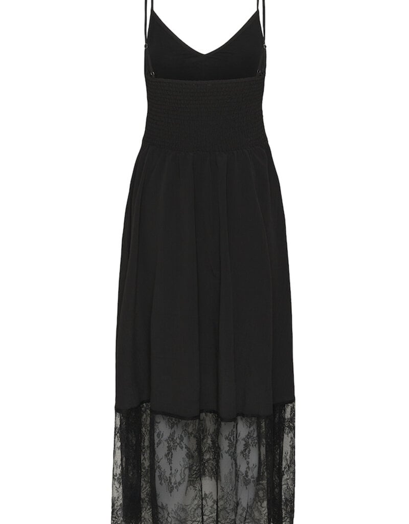 Kaffe Gala Midi Dress With Lace Finish in Black