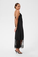 Kaffe Gala Midi Dress With Lace Finish in Black