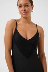 Kaffe Gala Midi Dress With Lace Finish in Black