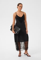 Kaffe Gala Midi Dress With Lace Finish in Black