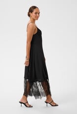 Kaffe Gala Midi Dress With Lace Finish in Black