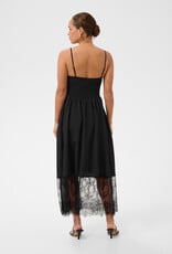 Kaffe Gala Midi Dress With Lace Finish in Black