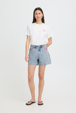 ICHI Laveny Denim Shorts with Embroidered Detailing  in Light Blue