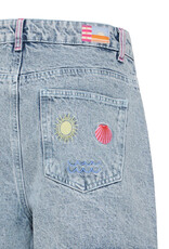 ICHI Laveny Denim Shorts with Embroidered Detailing  in Light Blue