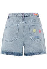 ICHI Laveny Denim Shorts with Embroidered Detailing  in Light Blue