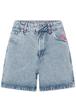 ICHI Laveny Denim Shorts with Embroidered Detailing  in Light Blue