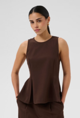 Kaffe Lima Pleated Flare top in Coffee Bean