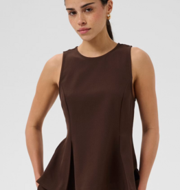 Kaffe Lima Pleated Flare top in Coffee Bean