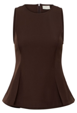 Kaffe Lima Pleated Flare top in Coffee Bean