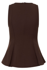 Kaffe Lima Pleated Flare top in Coffee Bean