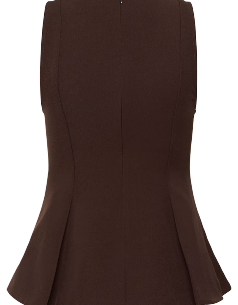 Kaffe Lima Pleated Flare top in Coffee Bean